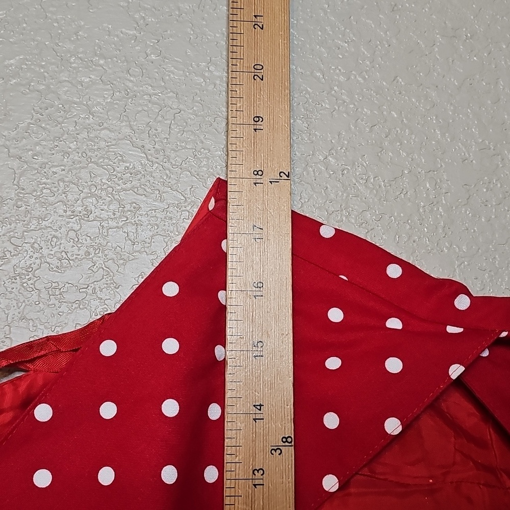 True Vintage 1980s Kamisato By Geary Roark Red Polka Dot Midi Dress Drop Waist M - Picture 13 of 15